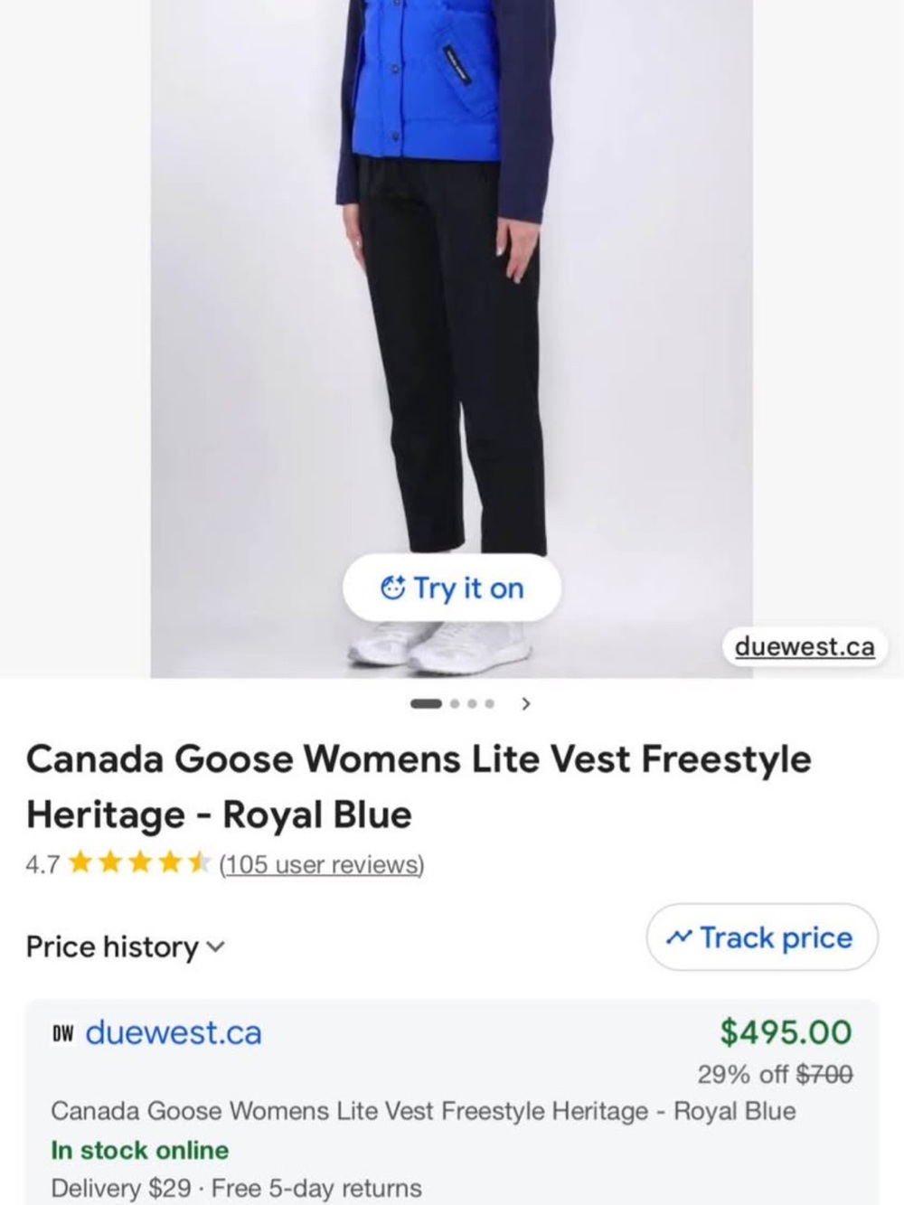 Canada Goose Women's Vest in Royal Blue